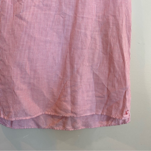 Joules Pink Stripe Juliette Sleeveless Linen Blend Top 6 v neck - Picture 3 of 6
